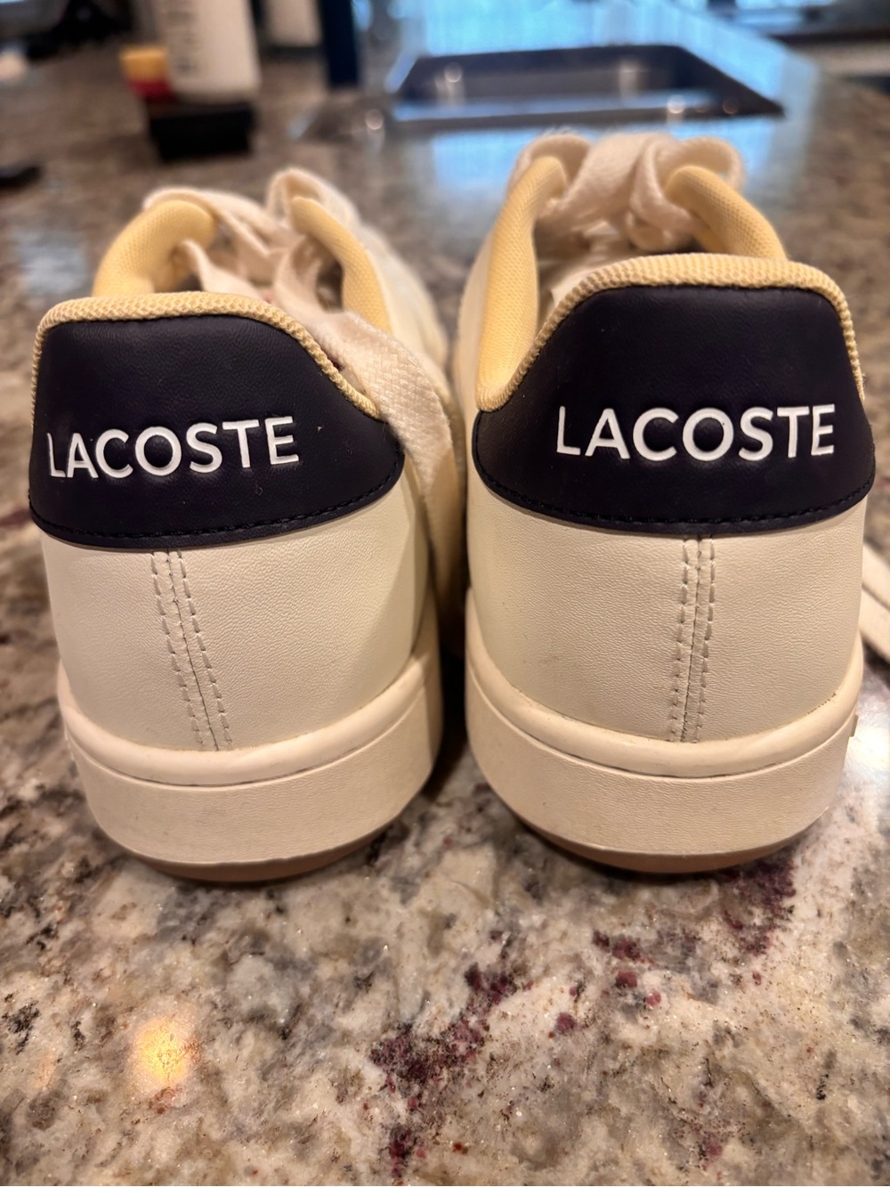 Lacoste Kids Cream Sneakers with Navy Heel Tab